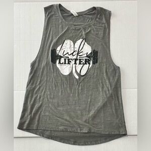 Gray Graphic Muscle Tee Sleeveless Relaxed